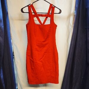 Striking Red Square Neck Mini Bodycon Dress